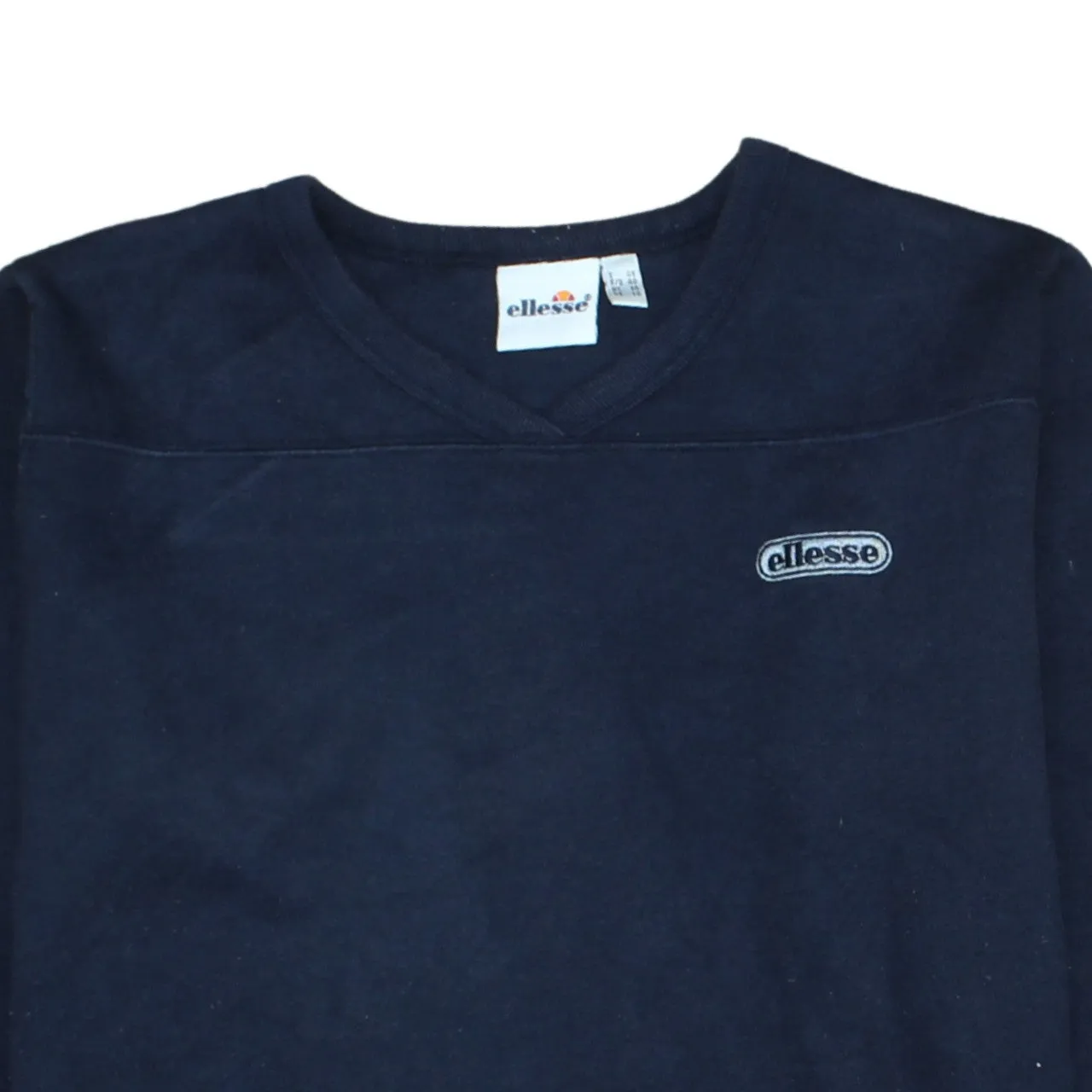 Ellesse Navy Blue Sweatshirt Women’s Large Embroidered Chest Logo V Neck Pullover Top sold by Vintage Club product image thumbnail 3