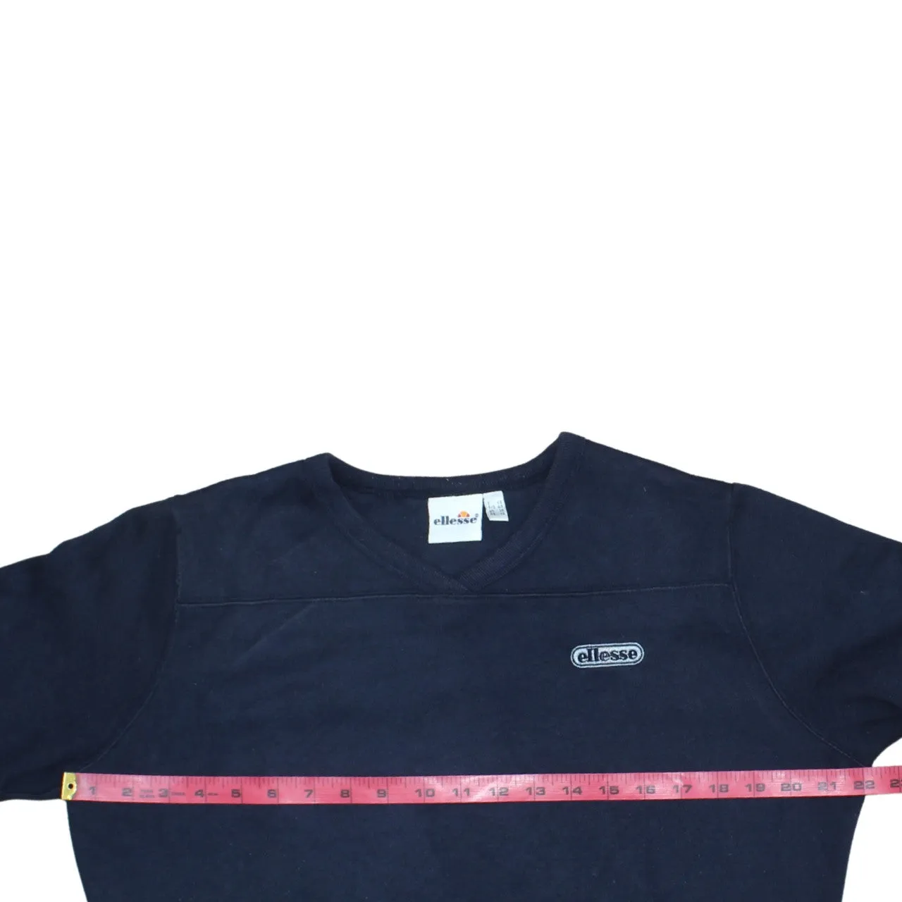 Ellesse Navy Blue Sweatshirt Women’s Large Embroidered Chest Logo V Neck Pullover Top sold by Vintage Club product image thumbnail 5