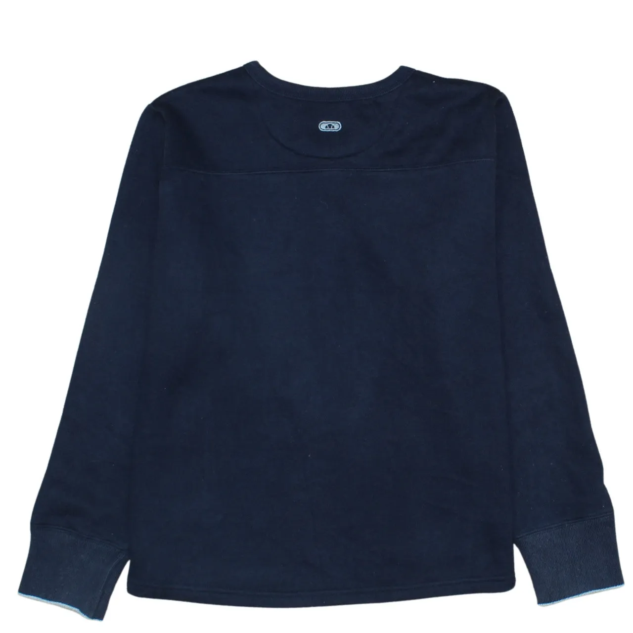 Ellesse Navy Blue Sweatshirt Women’s Large Embroidered Chest Logo V Neck Pullover Top sold by Vintage Club product image thumbnail 2