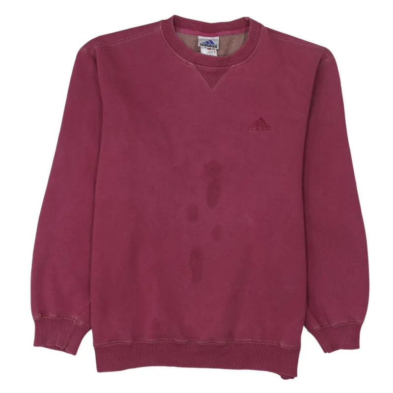 Adidas Burgundy Red Sweatshirt Men's Medium Embroidered Chest Logo Crewneck Pullover Fleece Top sold by Vintage Club