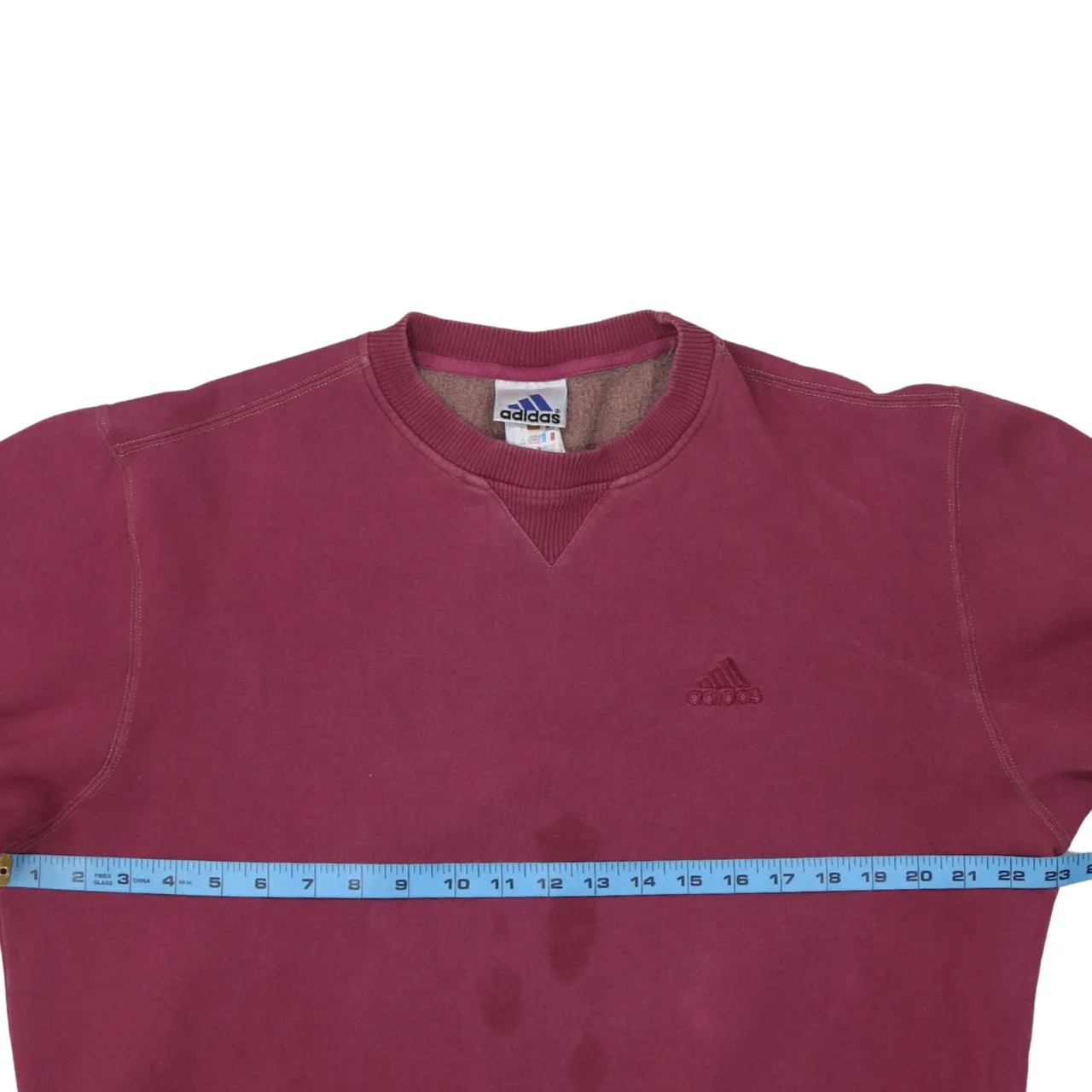 Adidas Burgundy Red Sweatshirt Men's Medium Embroidered Chest Logo Crewneck Pullover Fleece Top sold by Vintage Club product image thumbnail 5