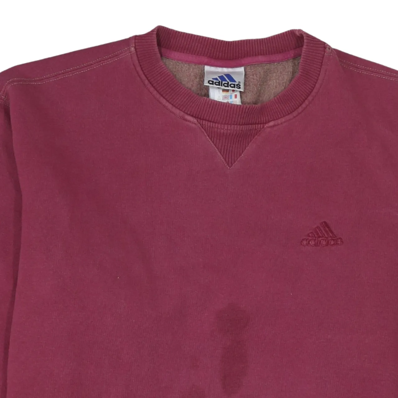 Adidas Burgundy Red Sweatshirt Men's Medium Embroidered Chest Logo Crewneck Pullover Fleece Top sold by Vintage Club product image thumbnail 3