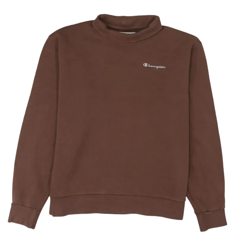 Champion Brown Sweatshirt Men's XLarge Embroidered Chest Logo Mock Neck Pullover Top made by Champion
