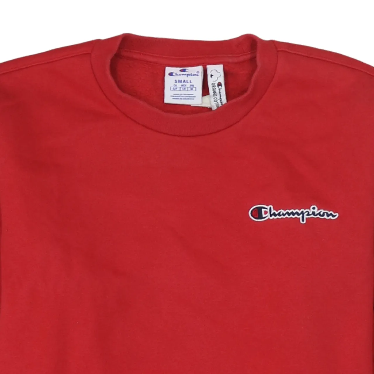 Champion Red Sweatshirt Men's Small Embroidered Chest Logo Cuff Logo Crewneck Pullover sold by Vintage Club product image thumbnail 3