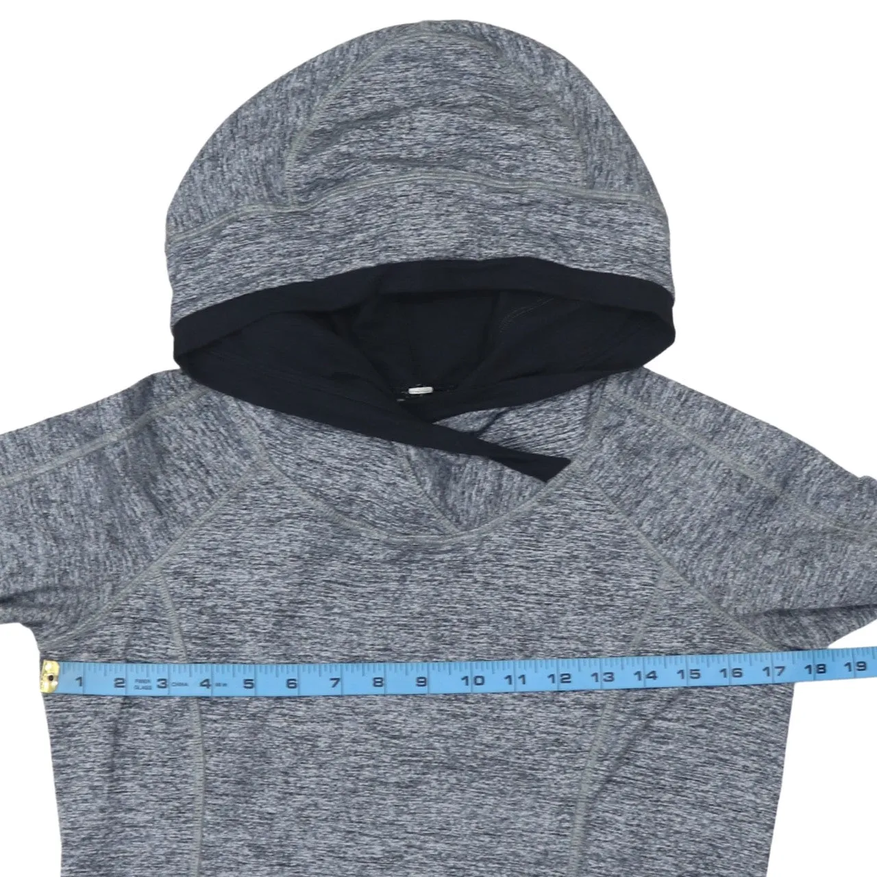 Retro Grey Marl Hoodie Men’s XSmall Panelled Hem Thumb Hole Sleeves Pullover Top sold by Vintage Club product image thumbnail 5