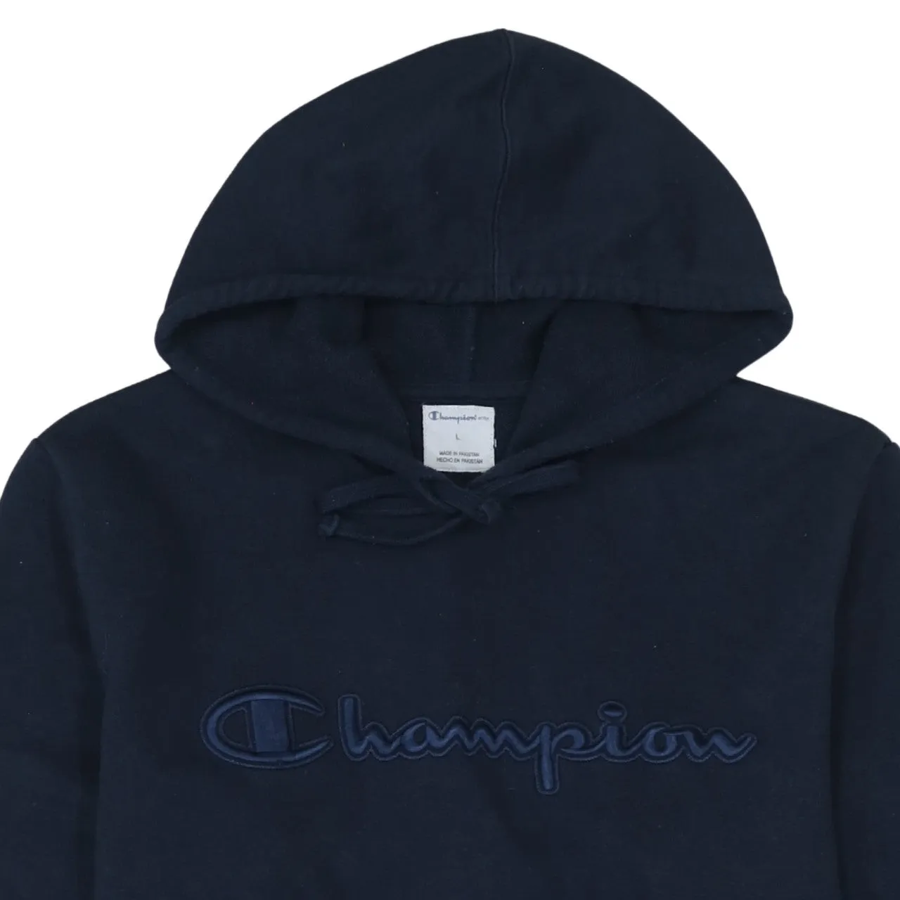Champion Navy Blue Hoodie Men's Large Embroidered Script Logo Front Pouch Pullover Sweatshirt sold by Vintage Club product image thumbnail 3