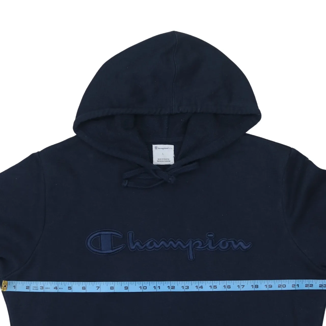 Champion Navy Blue Hoodie Men's Large Embroidered Script Logo Front Pouch Pullover Sweatshirt sold by Vintage Club product image thumbnail 5