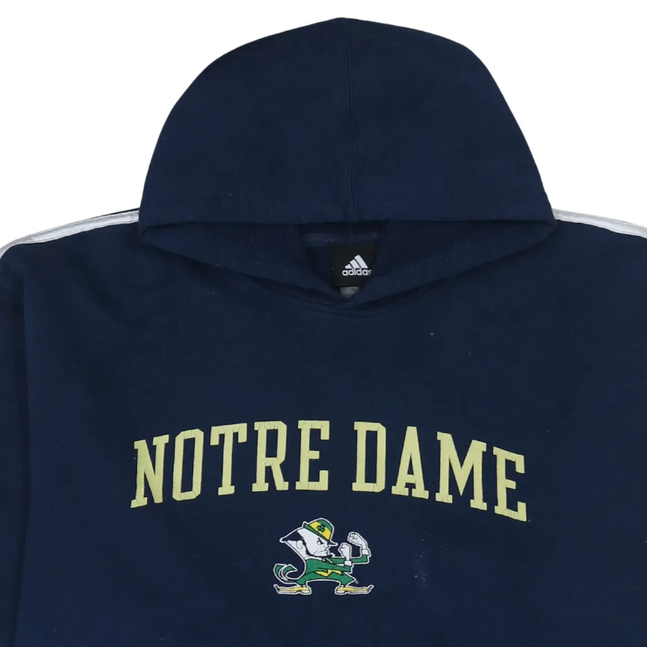 Adidas Navy Blue Hoodie Men's XXLarge Notre Dame Printed Logo Three Stripe Sleeves Sweatshirt sold by Vintage Club product image thumbnail 3