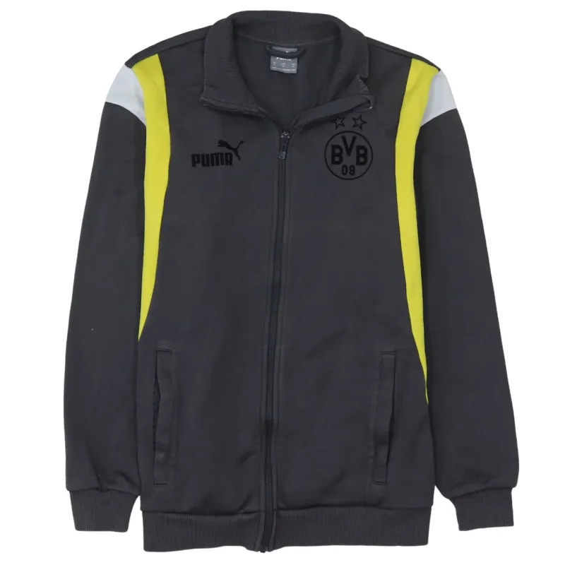Puma Black Track Jacket Men’s Medium BVB 09 Printed Crest Zip Pockets Sweatshirt Top made by Puma