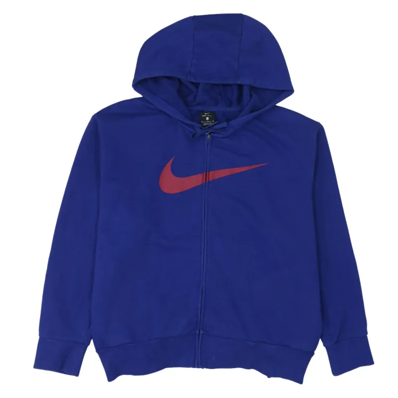 Nike Royal Blue Full Zip Hoodie Men's XLarge Printed Swoosh Logo Casual Sweatshirt sold by Vintage Club