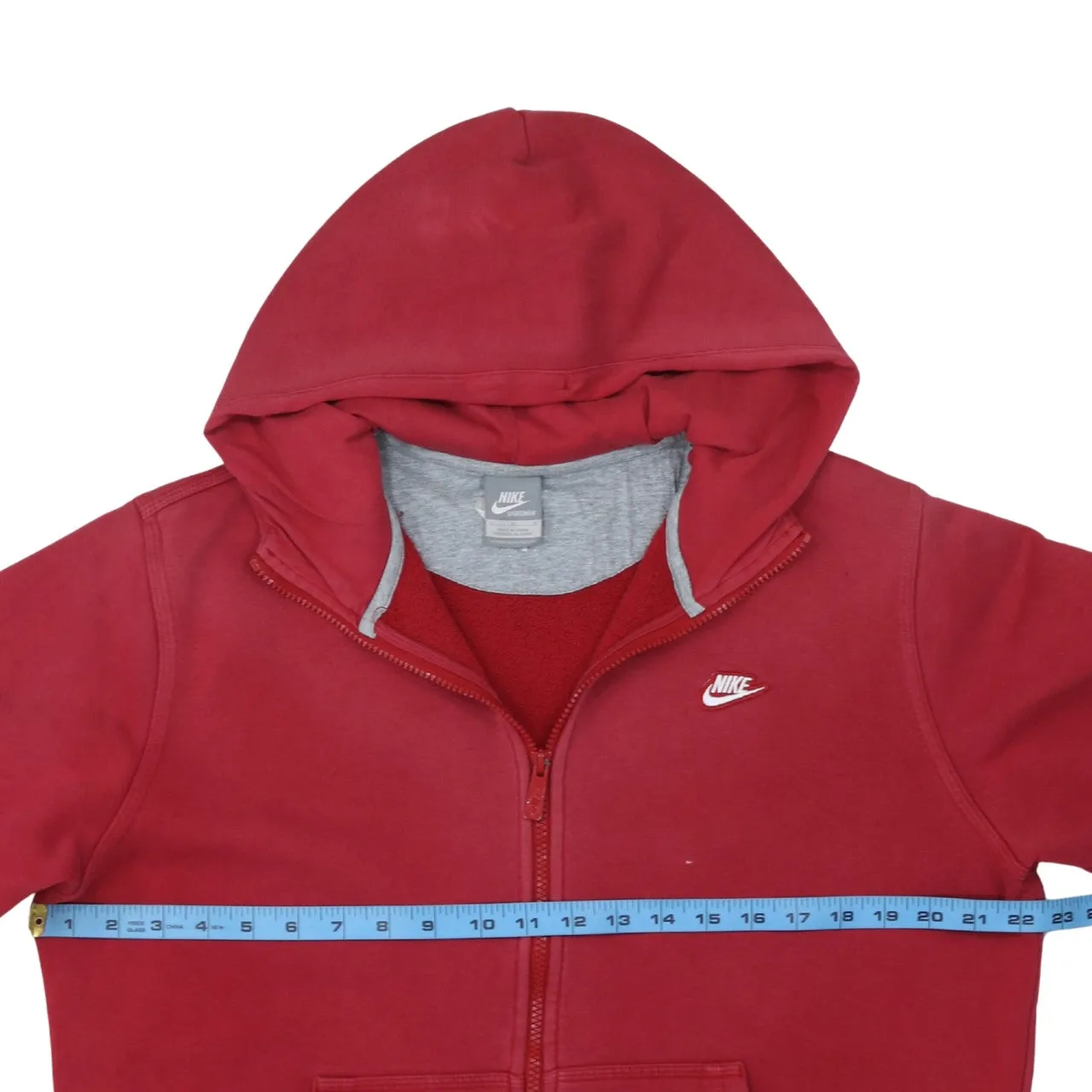 Nike Burgundy Red Full Zip Hoodie Men's Large Embroidered Swoosh Split Pocket Sweatshirt sold by Vintage Club product image thumbnail 5