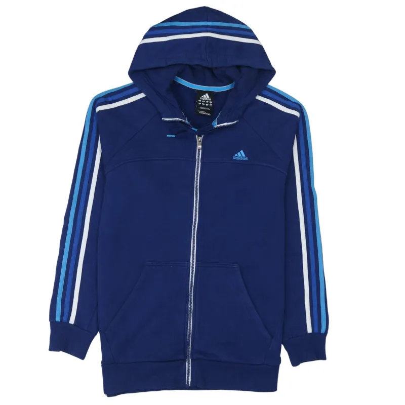 Adidas Navy Blue Hoodie Women’s Large Full Zip Embroidered Logo Triple Stripe Sweatshirt sold by Vintage Club