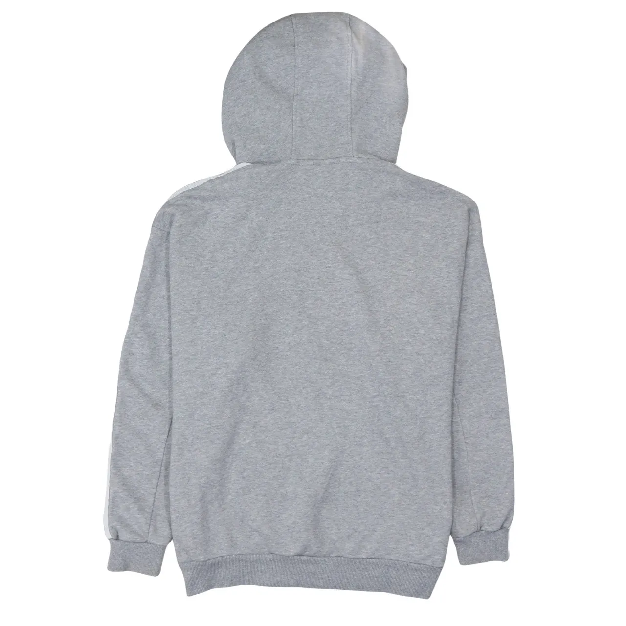 Adidas Grey Hoodie Women’s Medium Trefoil Printed Logo Three Stripe Sleeves Pullover Sweatshirt sold by Vintage Club product image thumbnail 2