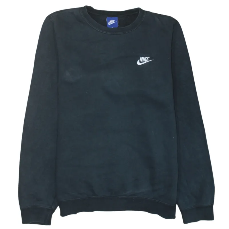 Nike Black Sweatshirt Men's Small Embroidered Swoosh Logo Crewneck Pullover Fleece Top sold by Vintage Club
