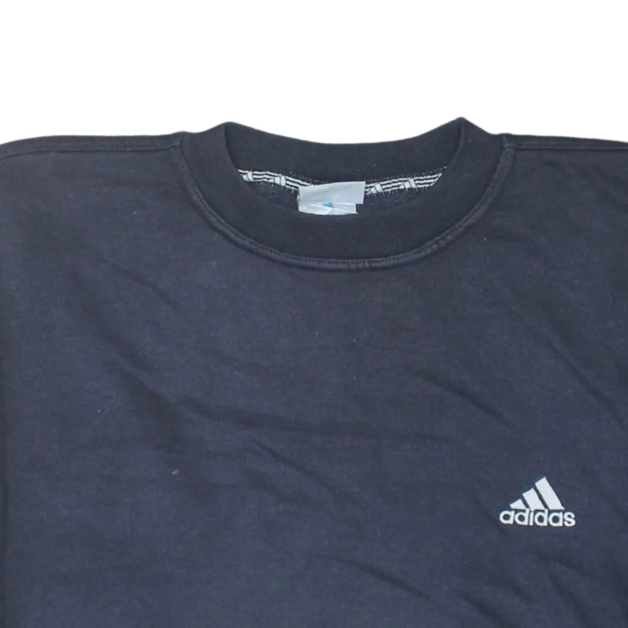 Adidas Black Sweatshirt Men's Small Embroidered Chest Logo Fleece Lined Crewneck Pullover sold by Vintage Club product image thumbnail 3