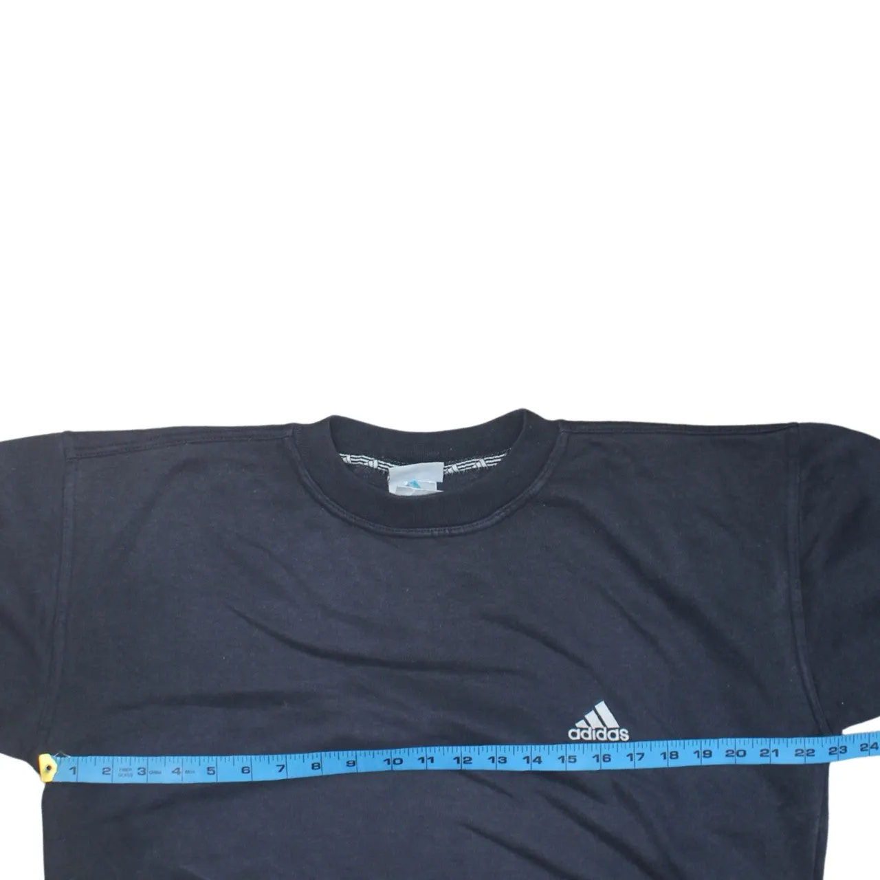 Adidas Black Sweatshirt Men's Small Embroidered Chest Logo Fleece Lined Crewneck Pullover sold by Vintage Club product image thumbnail 5
