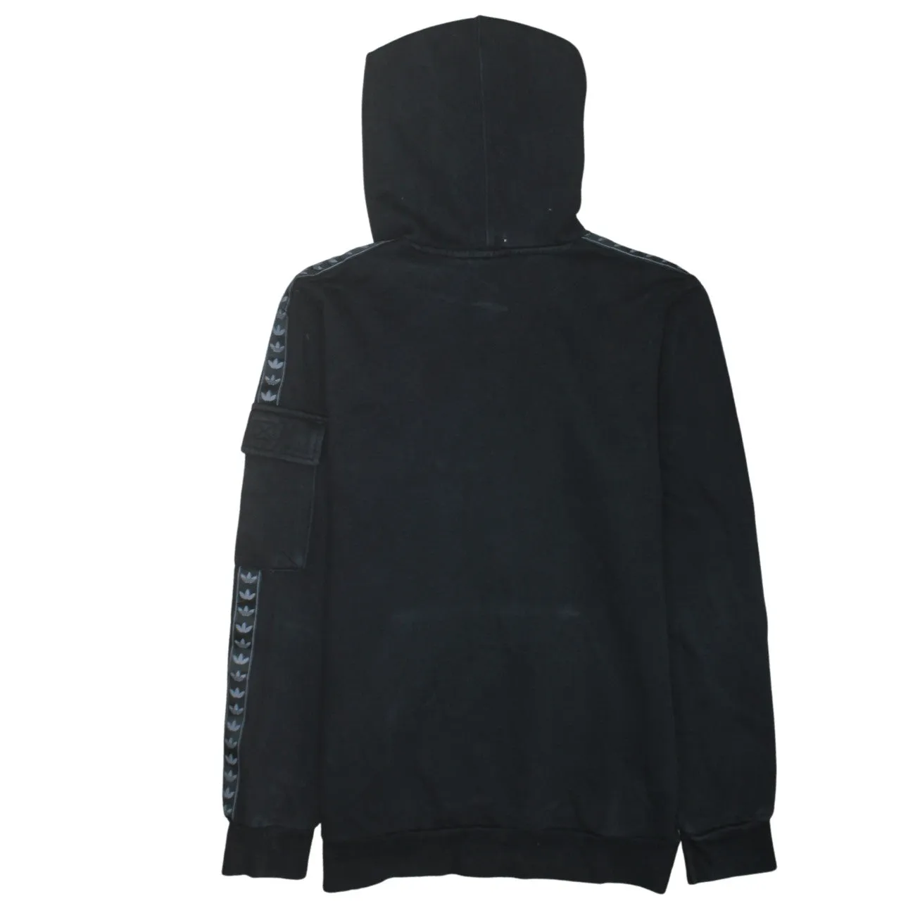 Adidas Black Hoodie Women’s Large Trefoil Tape Sleeves Embroidered Logo Pullover Sweatshirt sold by Vintage Club product image thumbnail 2