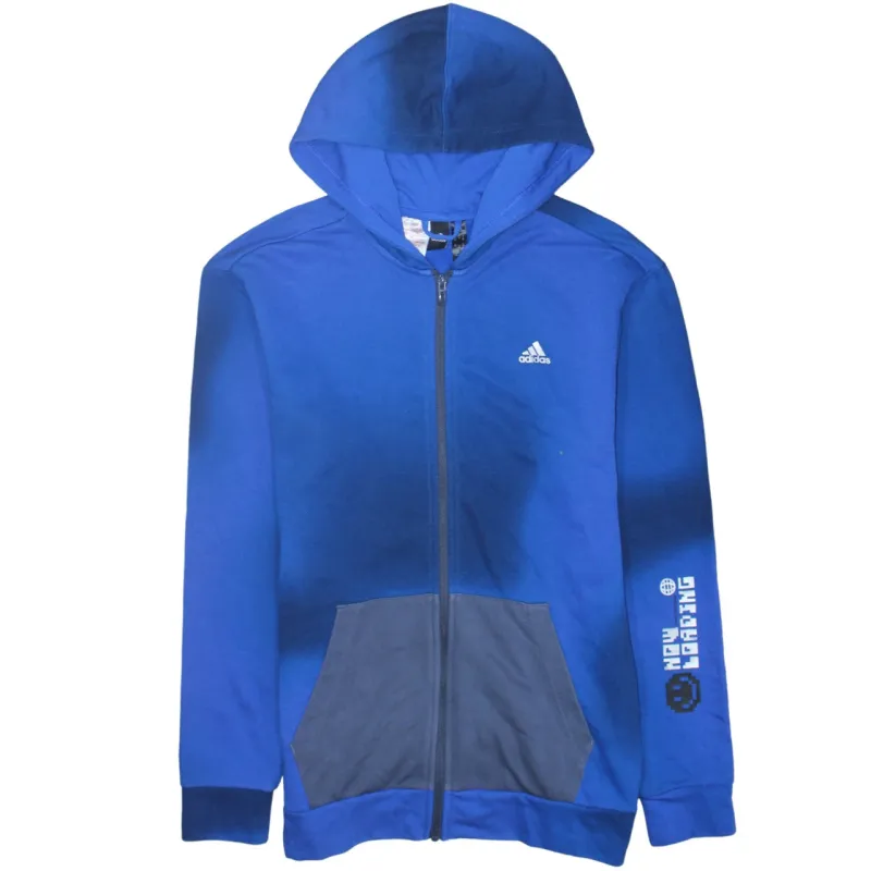 Adidas Royal Blue Full Zip Hoodie Women’s XLarge Printed Sleeve Logo Casual Sweatshirt sold by Vintage Club
