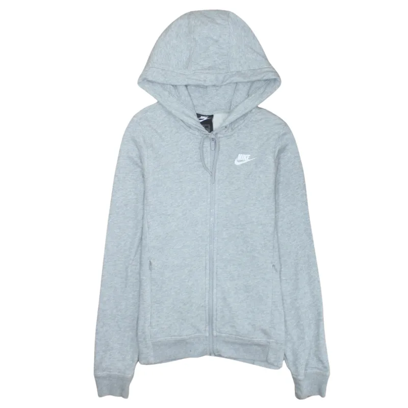 Nike Light Grey Zip Hoodie Men's Small Embroidered Swoosh Drawstring Hood Pockets Sweatshirt sold by Vintage Club