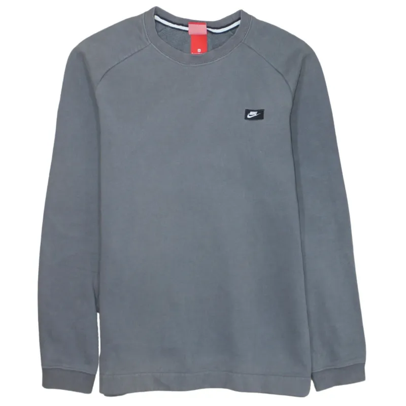 Nike Grey Sweatshirt Men's Medium Small Chest Logo Zip Pocket Crewneck Pullover Top made by Nike