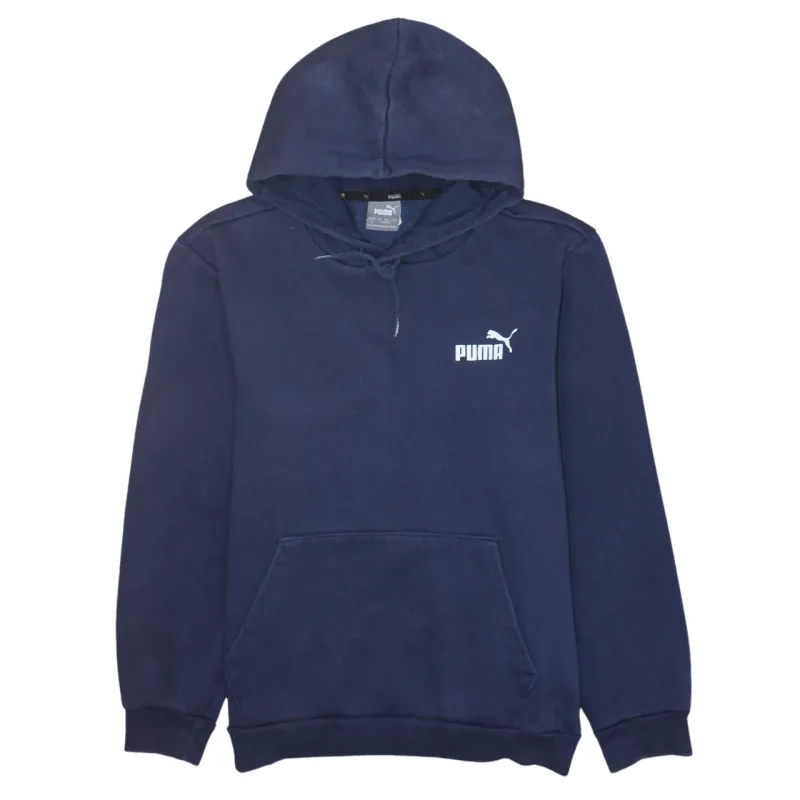Puma Navy Blue Hoodie Men's Medium Printed Chest Logo Front Pocket Pullover Sweatshirt sold by Vintage Club
