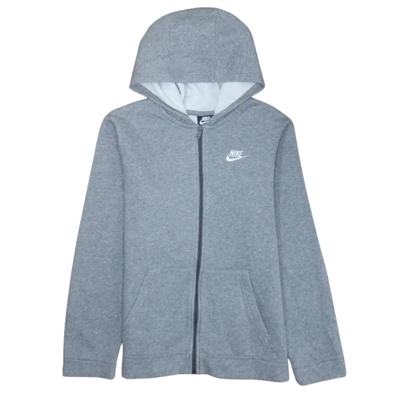 Nike Grey Full Zip Hoodie Women's XLarge Embroidered Chest Logo Split Pockets Sweatshirt Top sold by Vintage Club