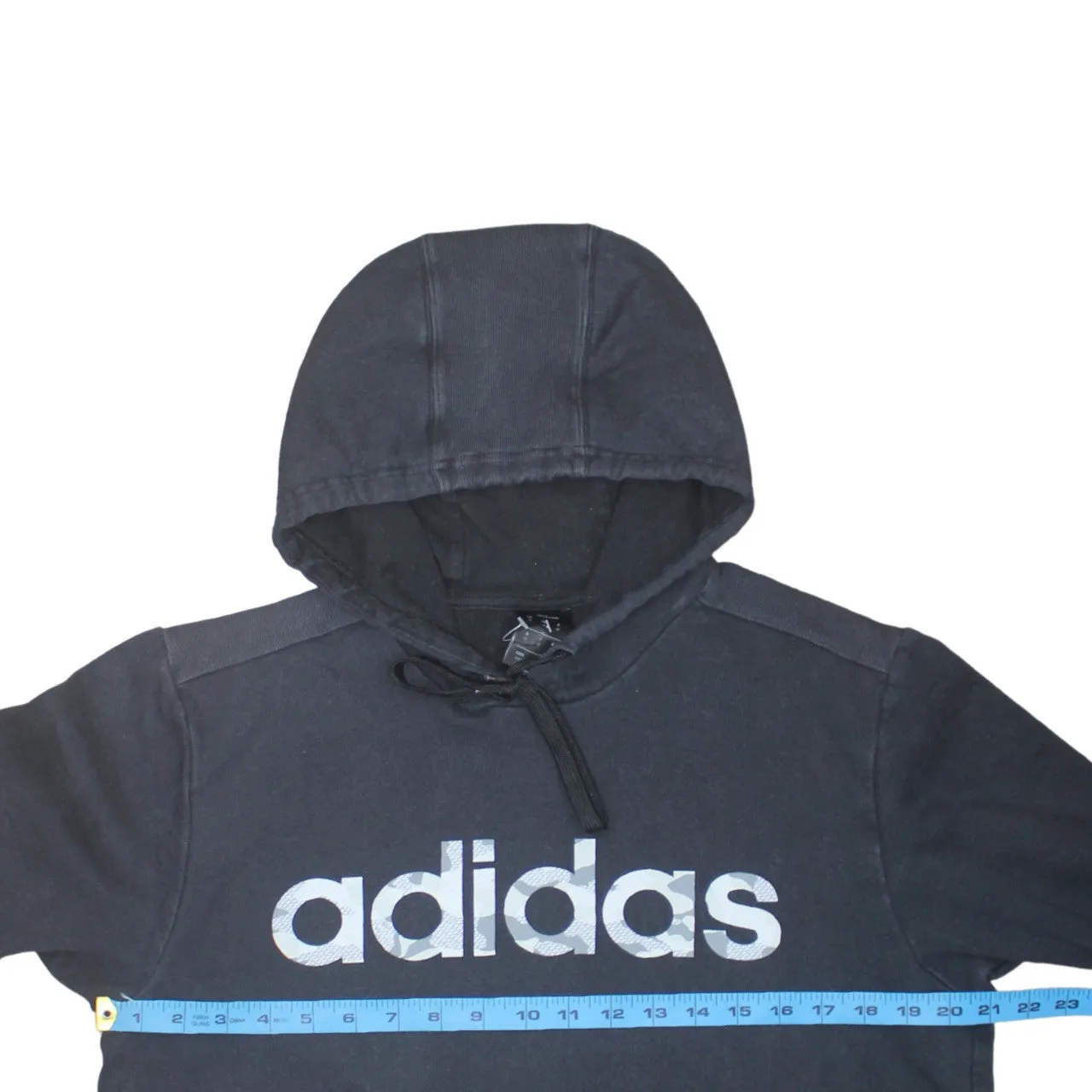 Adidas Black Hoodie Men's Medium Printed Logo Front Pouch Pocket Pullover Sweatshirt sold by Vintage Club product image thumbnail 5