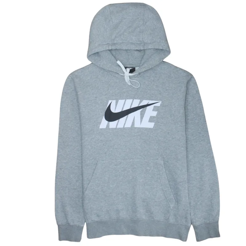 Nike Grey Hoodie Men's Medium Printed Swoosh Logo Front Pocket Pullover Sweatshirt sold by Vintage Club