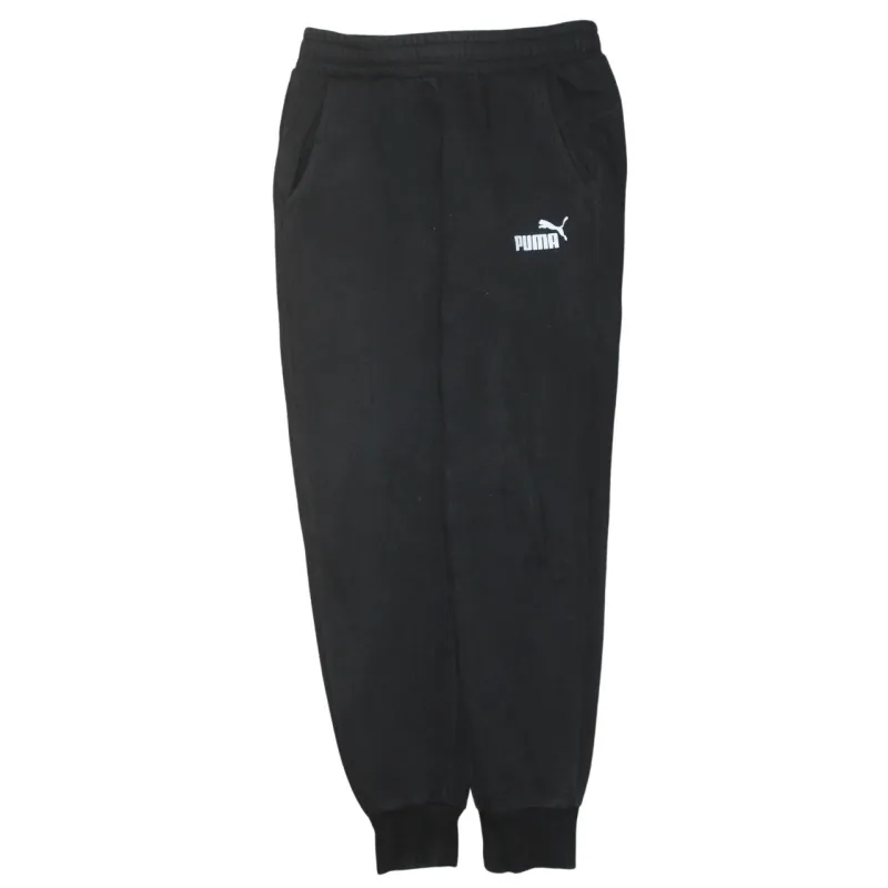 Puma Black Joggers Men’s Small Embroidered Logo Elastic Waist Cuffed Fleece Sweatpants sold by Vintage Club