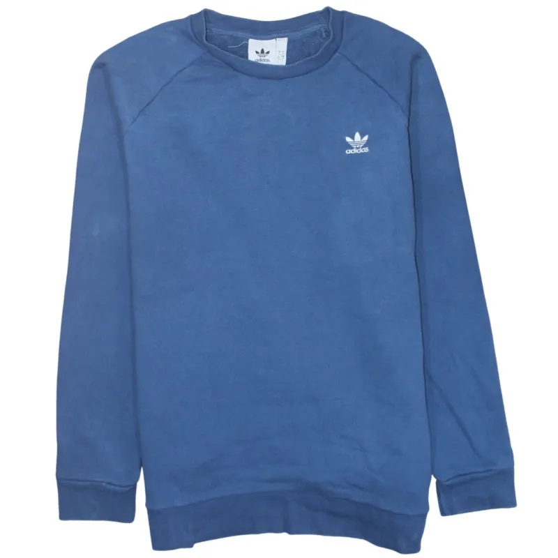 Adidas Blue Sweatshirt Men's Large Trefoil Embroidered Chest Logo Crewneck Pullover Top sold by Vintage Club