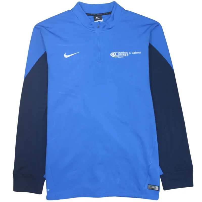 Nike Blue Quarter Zip Sweatshirt Women's XLarge Embroidered Swoosh Dumfries Galloway College Training Top made by Nike
