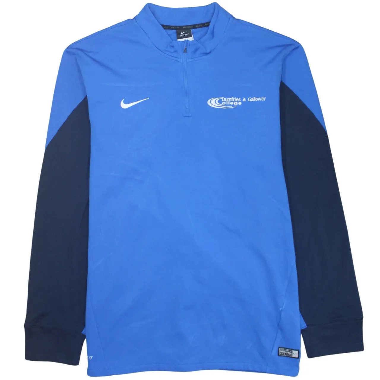 Nike Blue Quarter Zip Sweatshirt Women's XLarge Embroidered Swoosh Dumfries Galloway College Training Top sold by Vintage Club