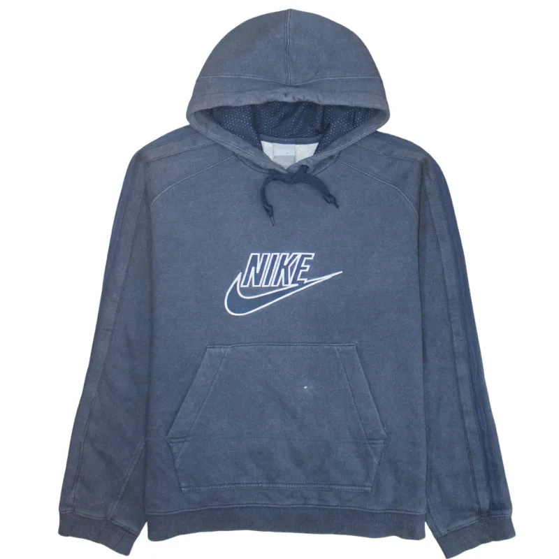 Nike Blue Hoodie Men’s Large Printed Logo Drawstring Hood Front Pocket Pullover Sweatshirt made by Nike
