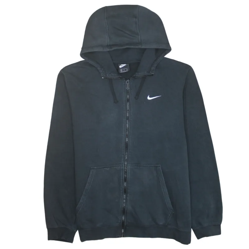 Nike Faded Black Full Zip Hoodie Men's XLarge Embroidered Swoosh Split Pocket Sweatshirt sold by Vintage Club