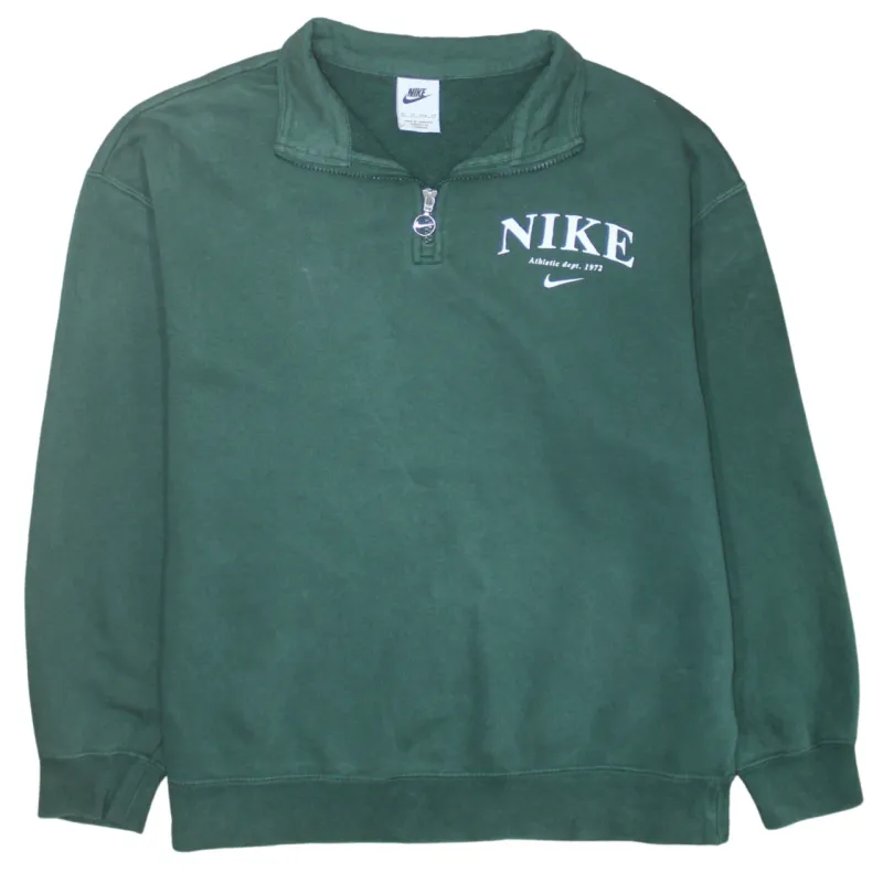 Nike Dark Green Quarter Zip Sweatshirt Men's XSmall Printed Chest Logo Pullover Top made by Nike