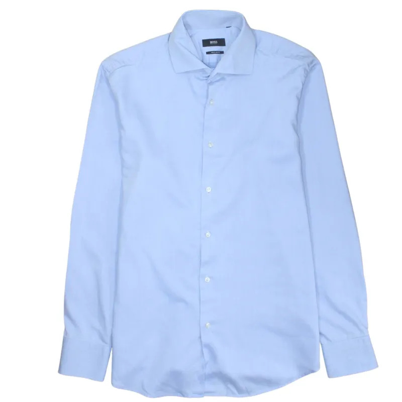 HUGO BOSS Light Blue Shirt Men's Medium Long Sleeve Button Front Smart Casual Top made by Hugo Boss