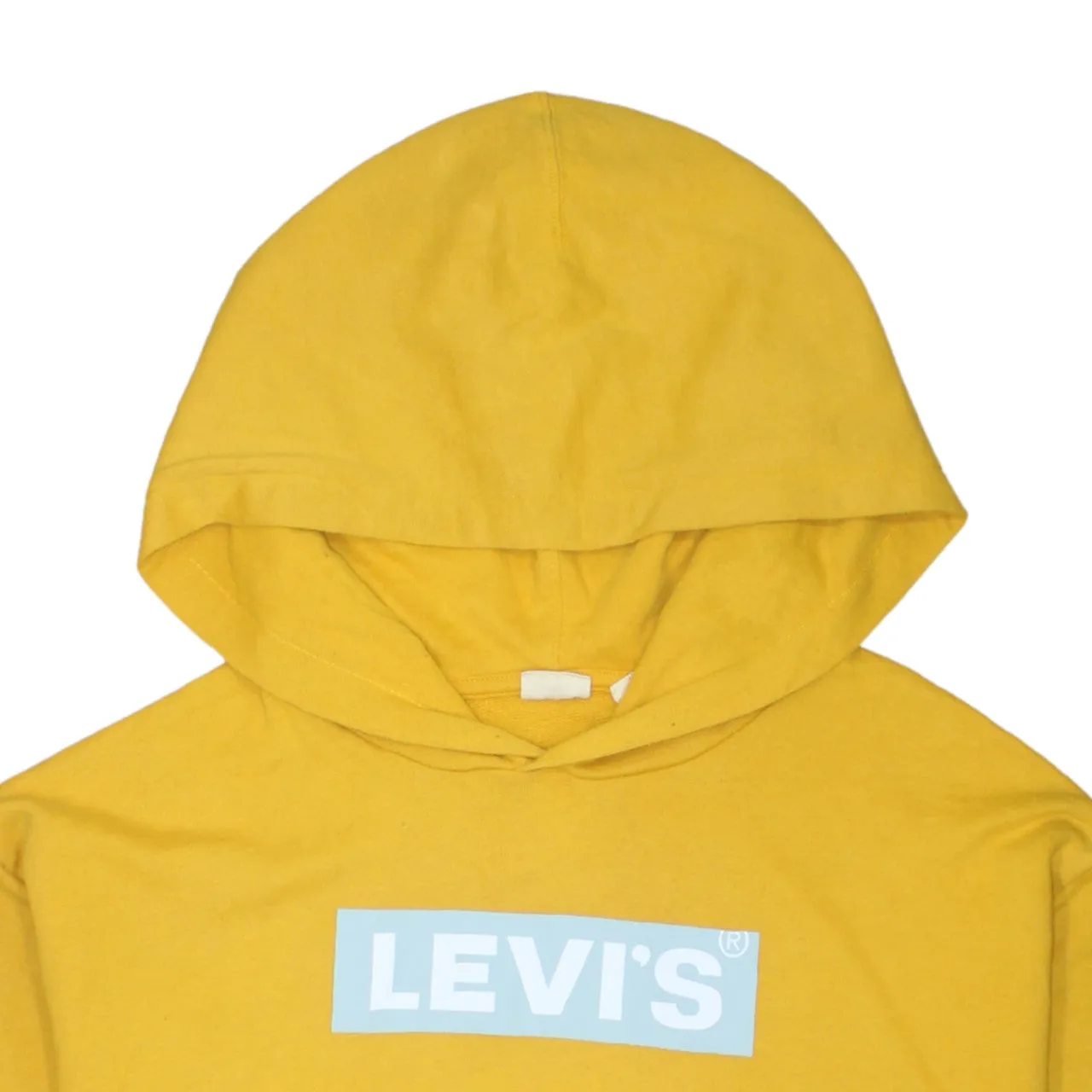 Levi's Mustard Yellow Hoodie Men's Large Printed Box Logo Front Pocket Pullover Sweatshirt sold by Vintage Club product image thumbnail 3