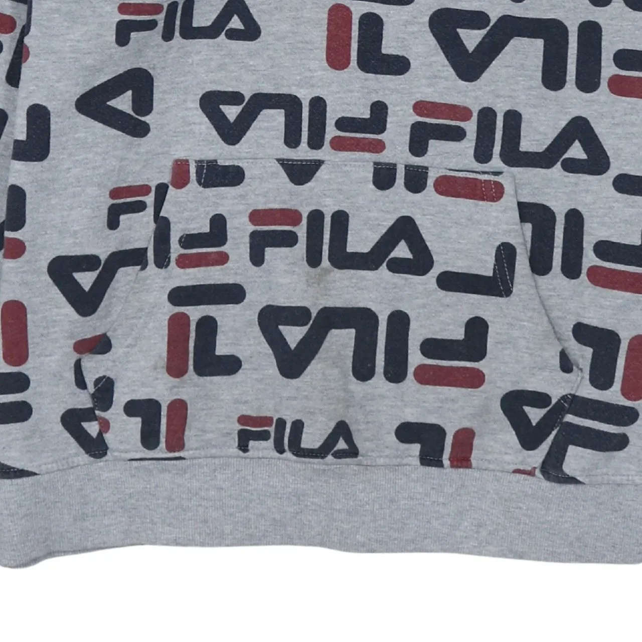 Fila Grey Logo Print Hoodie Women’s XXLarge All Over Graphic Fleece Pullover Sweatshirt sold by Vintage Club product image thumbnail 4