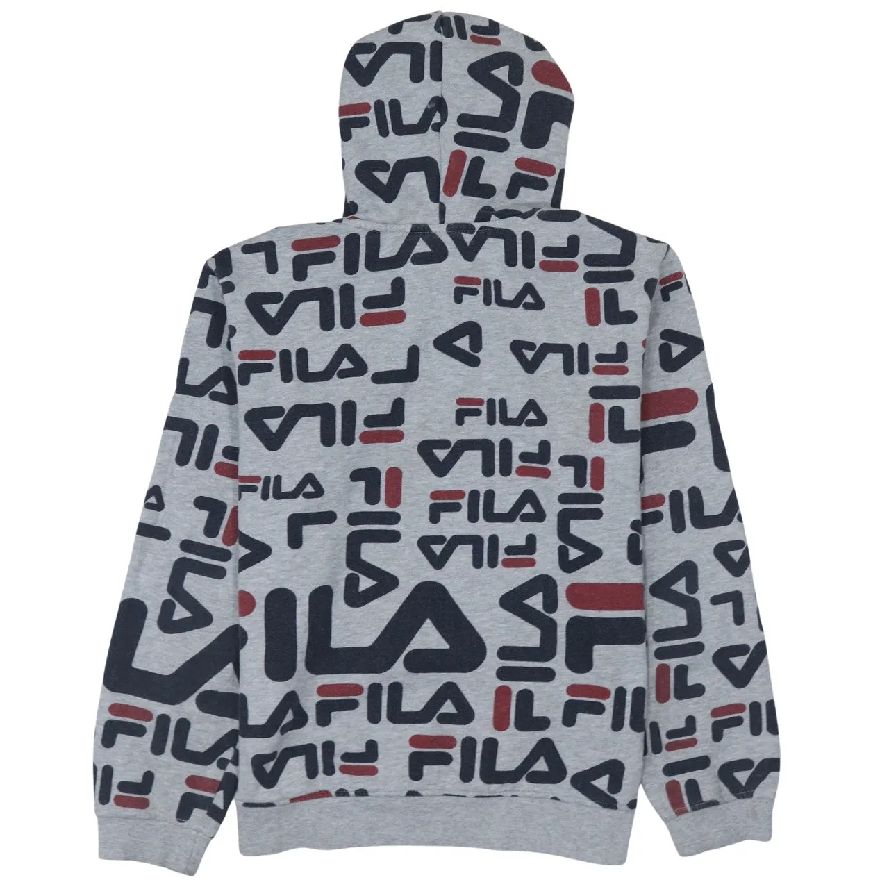 Fila Grey Logo Print Hoodie Women’s XXLarge All Over Graphic Fleece Pullover Sweatshirt sold by Vintage Club product image thumbnail 2