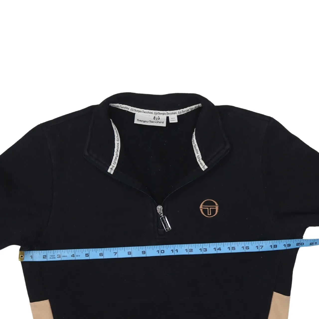 Sergio Tacchini Black Quarter Zip Sweatshirt Men’s XSmall Embroidered Logo Stripe Pullover Fleece Top sold by Vintage Club product image thumbnail 5