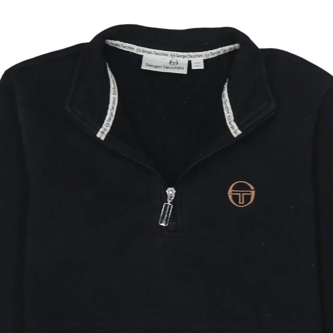 Sergio Tacchini Black Quarter Zip Sweatshirt Men’s XSmall Embroidered Logo Stripe Pullover Fleece Top sold by Vintage Club product image thumbnail 3