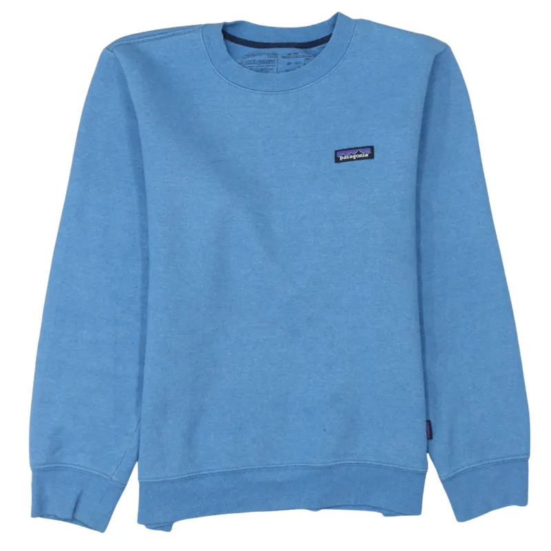 Patagonia Blue Sweatshirt Men's Small Embroidered Chest Logo Fleece Lined Pullover Top sold by Vintage Club