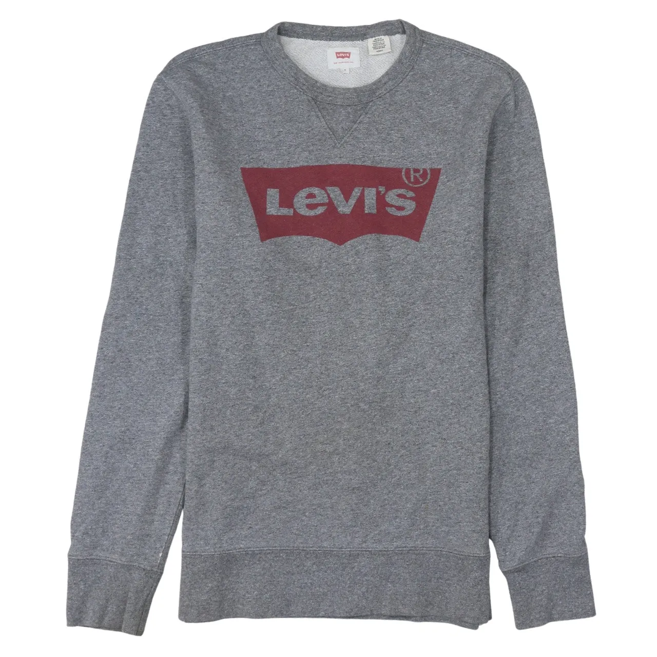 Levi's Grey Sweatshirt Men's Small Printed Batwing Logo Crewneck Pullover Top sold by Vintage Club