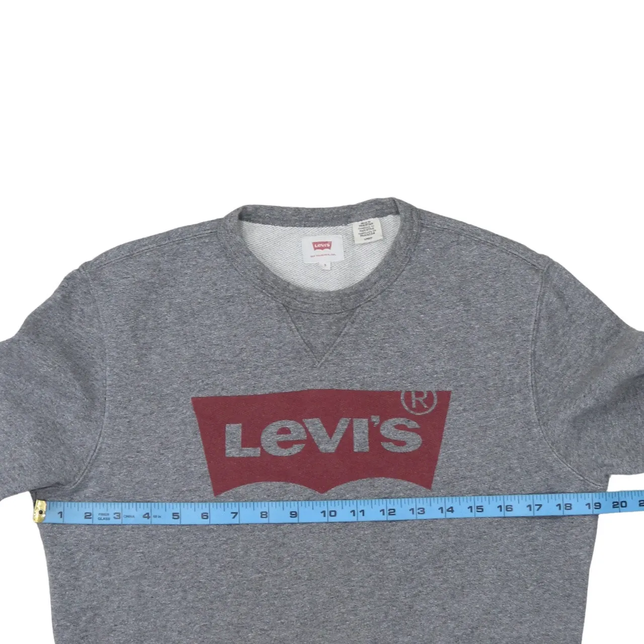Levi's Grey Sweatshirt Men's Small Printed Batwing Logo Crewneck Pullover Top sold by Vintage Club product image thumbnail 5