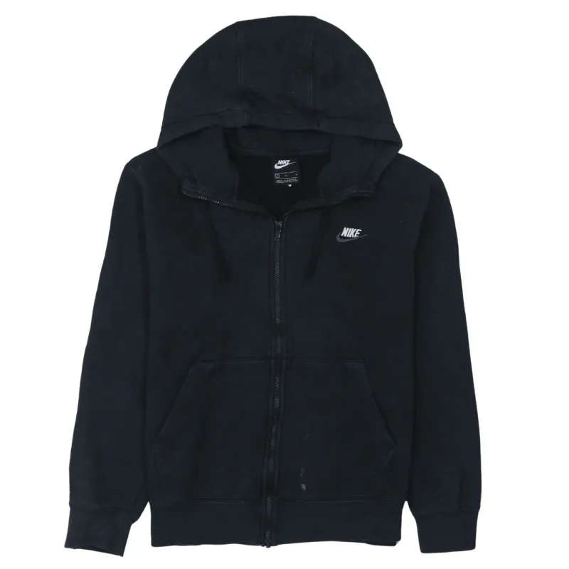 Nike Black Full Zip Hoodie Men’s Medium Embroidered Chest Logo Front Pockets Sweatshirt sold by Vintage Club