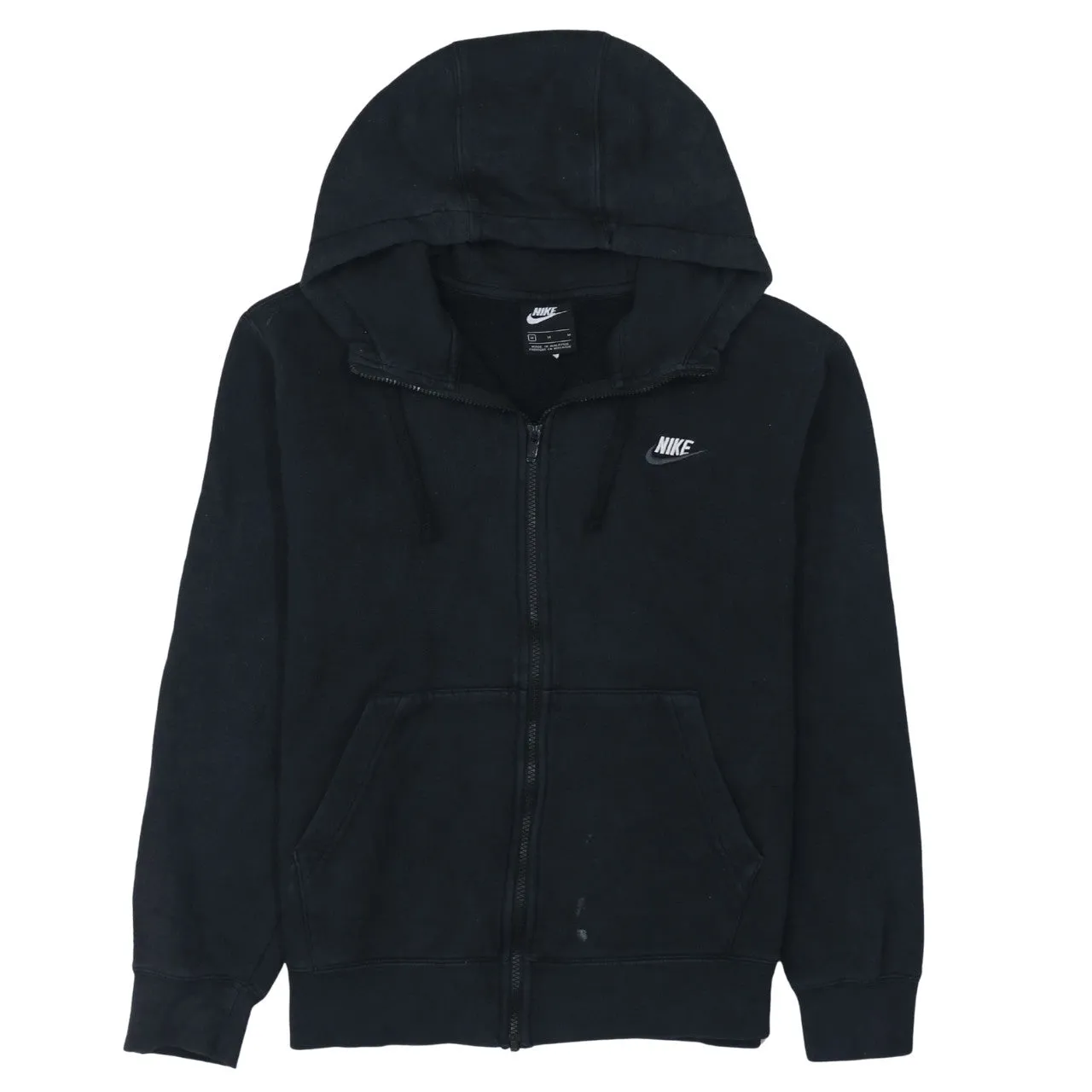 Nike Black Full Zip Hoodie Men’s Medium Embroidered Chest Logo Front Pockets Sweatshirt sold by Vintage Club