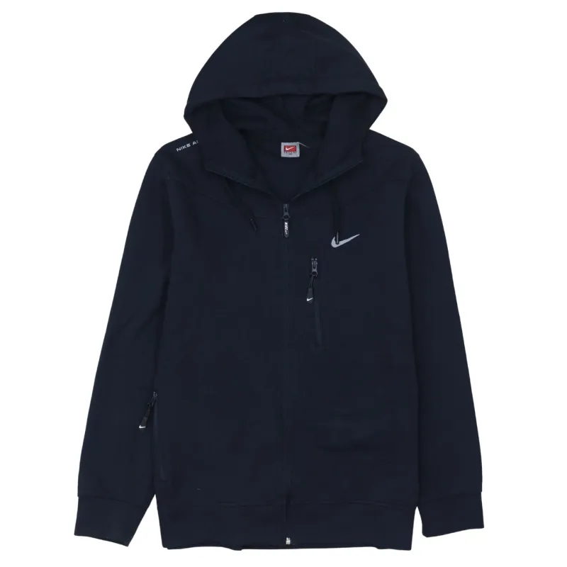 Nike Navy Blue Full Zip Hoodie Men's XXLarge Embroidered Swoosh Zip Pockets Sweatshirt sold by Vintage Club