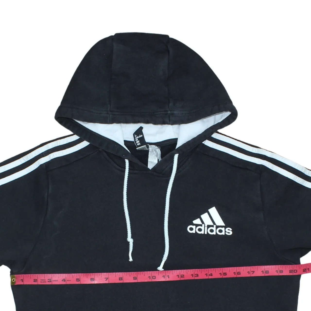 Adidas Black Hoodie Men's Small Embroidered Logo Three Stripe Sleeve Pullover Sweatshirt sold by Vintage Club product image thumbnail 5