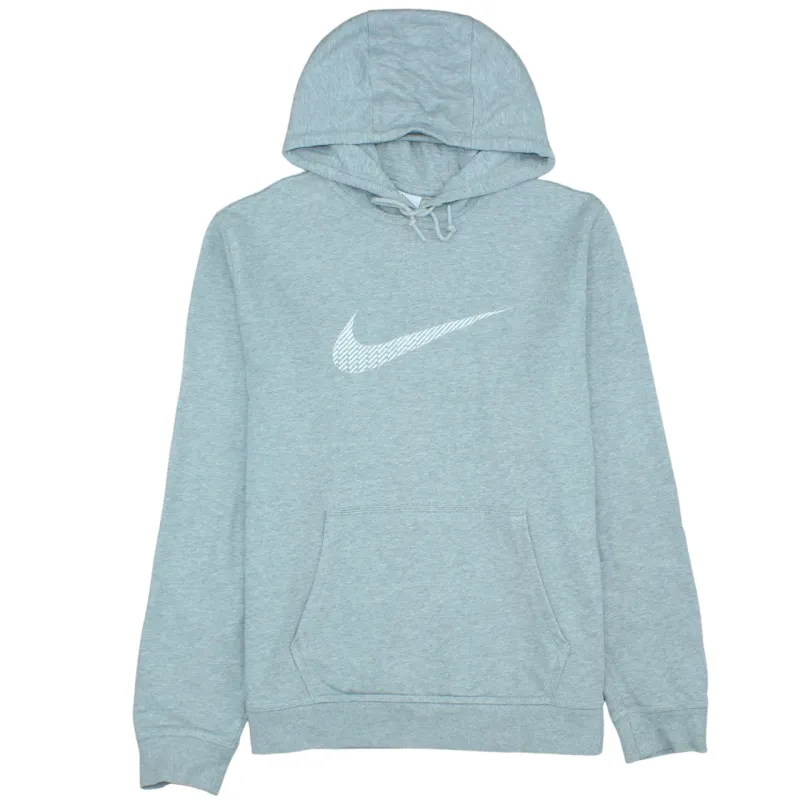 Nike Light Grey Hoodie Women’s XLarge Printed Swoosh Logo Front Pocket Pullover Sweatshirt sold by Vintage Club