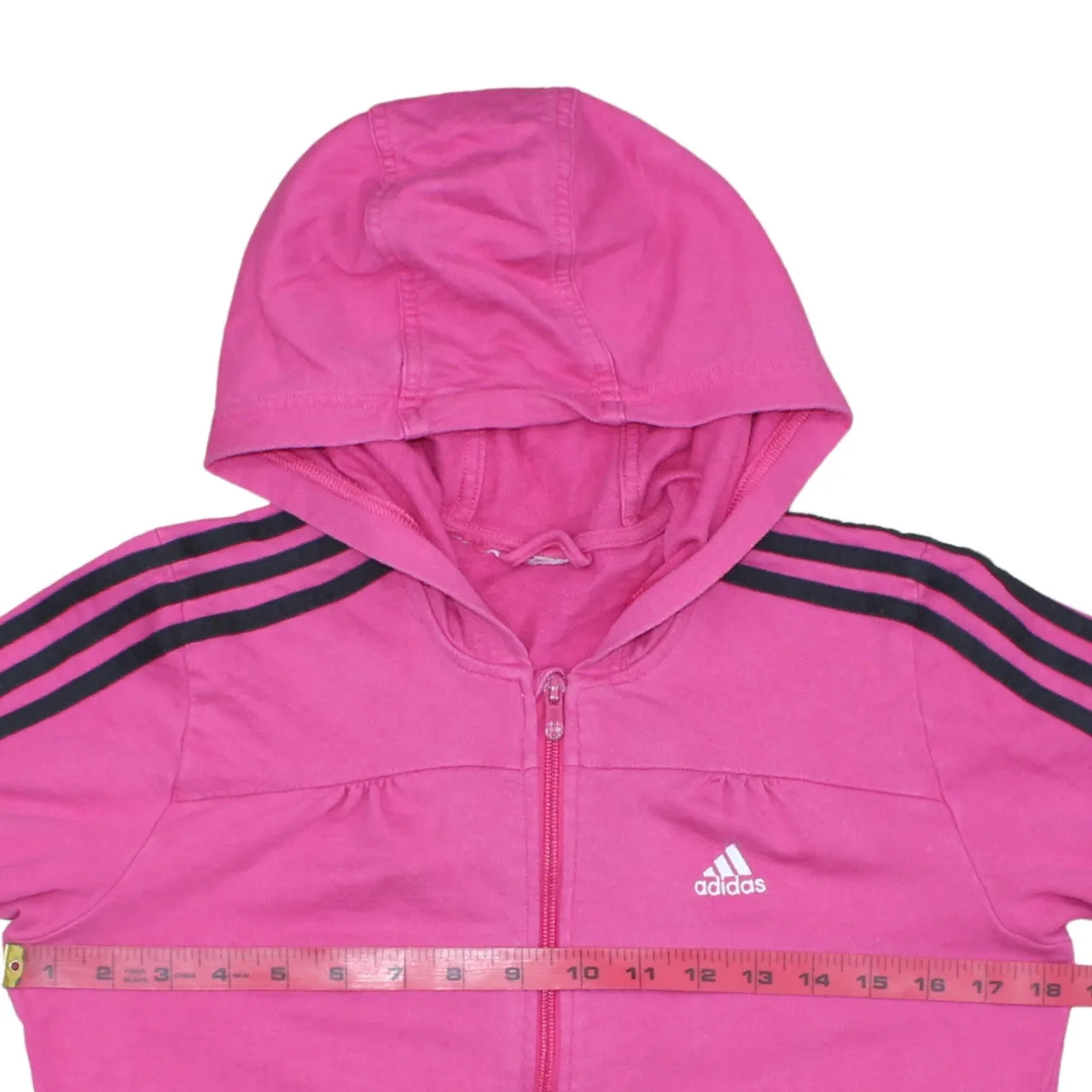 Adidas Pink Full Zip Hoodie Men's XSmall Embroidered Chest Logo Three Stripe Sleeves Top sold by Vintage Club product image thumbnail 5